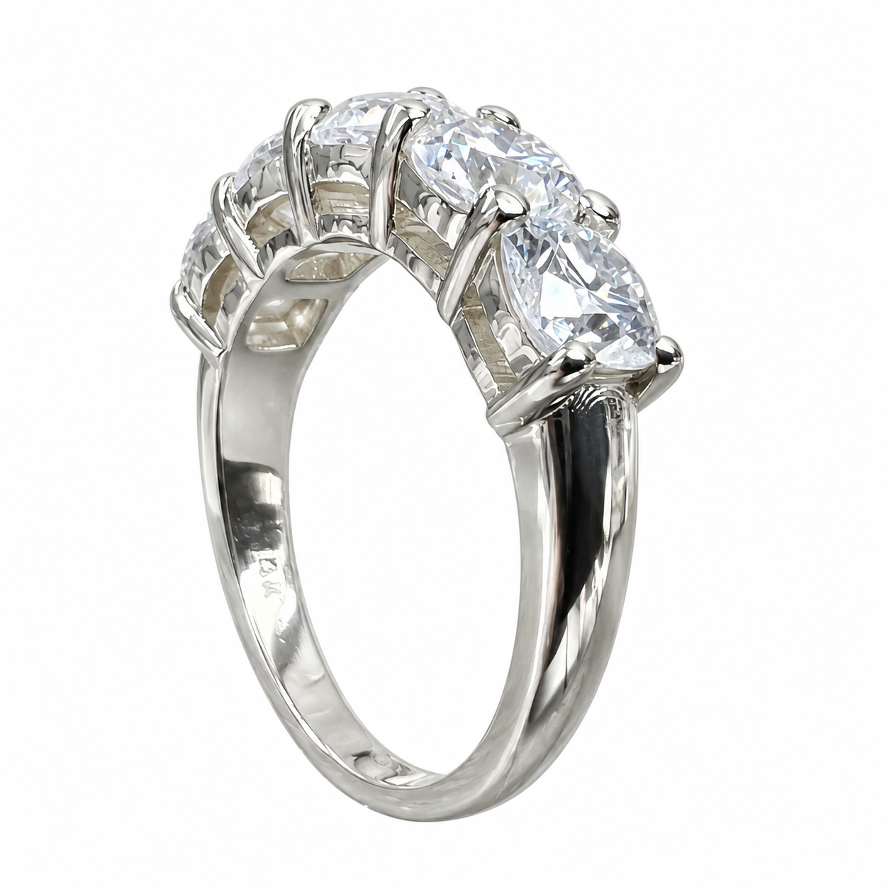 Cushion Cut 5 Stone Moissanite Wedding Band White Gold Moissanite Stacking Anniversary Band for Women Unique Promised Bridal Bands   #7430