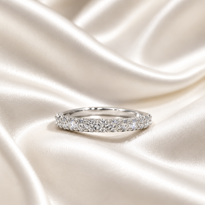 Lab Diamond Wedding Band , Unique Antique Style Lab Grown Diamond Stacking Band 14K Solid Gold , Half Eternity Cluster Diamond Ring #8833