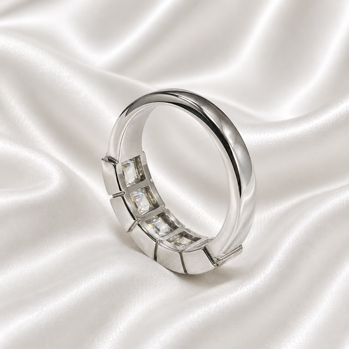Lab grown diamond stacking wedding band, half eternity diamond matching wedding band solid gold, lab created diamond anniversary band