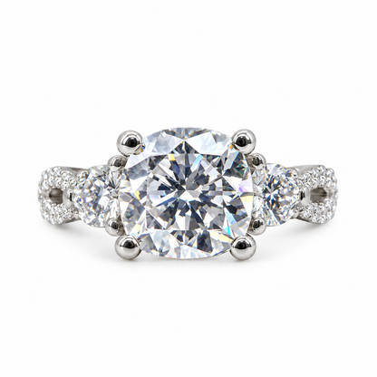 Cushion Cut Moissanite Engagement Ring White Gold  Infinity Design Moissanite Wedding Band   Unique Promise Anniversary Wedding Ring   #7373