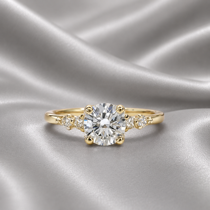 0.50 CT Dainty Round Lab Grown Diamond Promise Ring, Diamond Engagement Ring for Women, Ring in 14K Yellow White Gold #8850