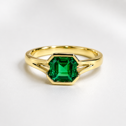 1.00CTW Engagement Ring Asscher Cut Ruby , Bezel Set Ruby Ring , July Birthstone Jewelry , 14K Solid Gold Ruby Ring #8818