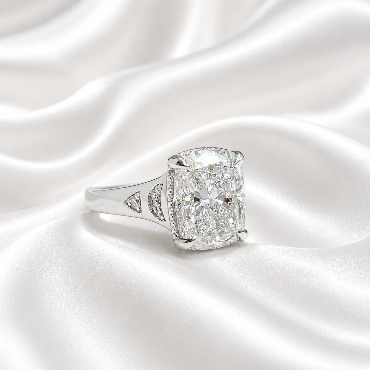 14k Gold Cushion Lab Grown Diamond Bezel Engagement Ring – IGI Certified, Custom Size, Modern Minimal #8796