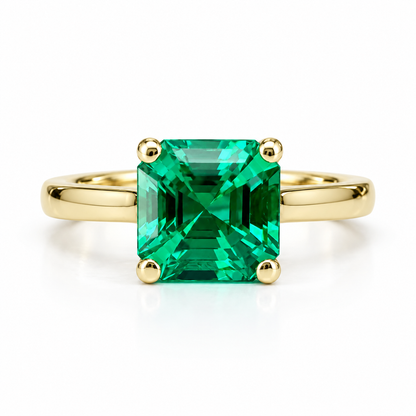 Asscher cut emerald engagement  ring,  emerald solitaire ring 14k yellow gold May birthstone minimalist dainty ring emerald green ring