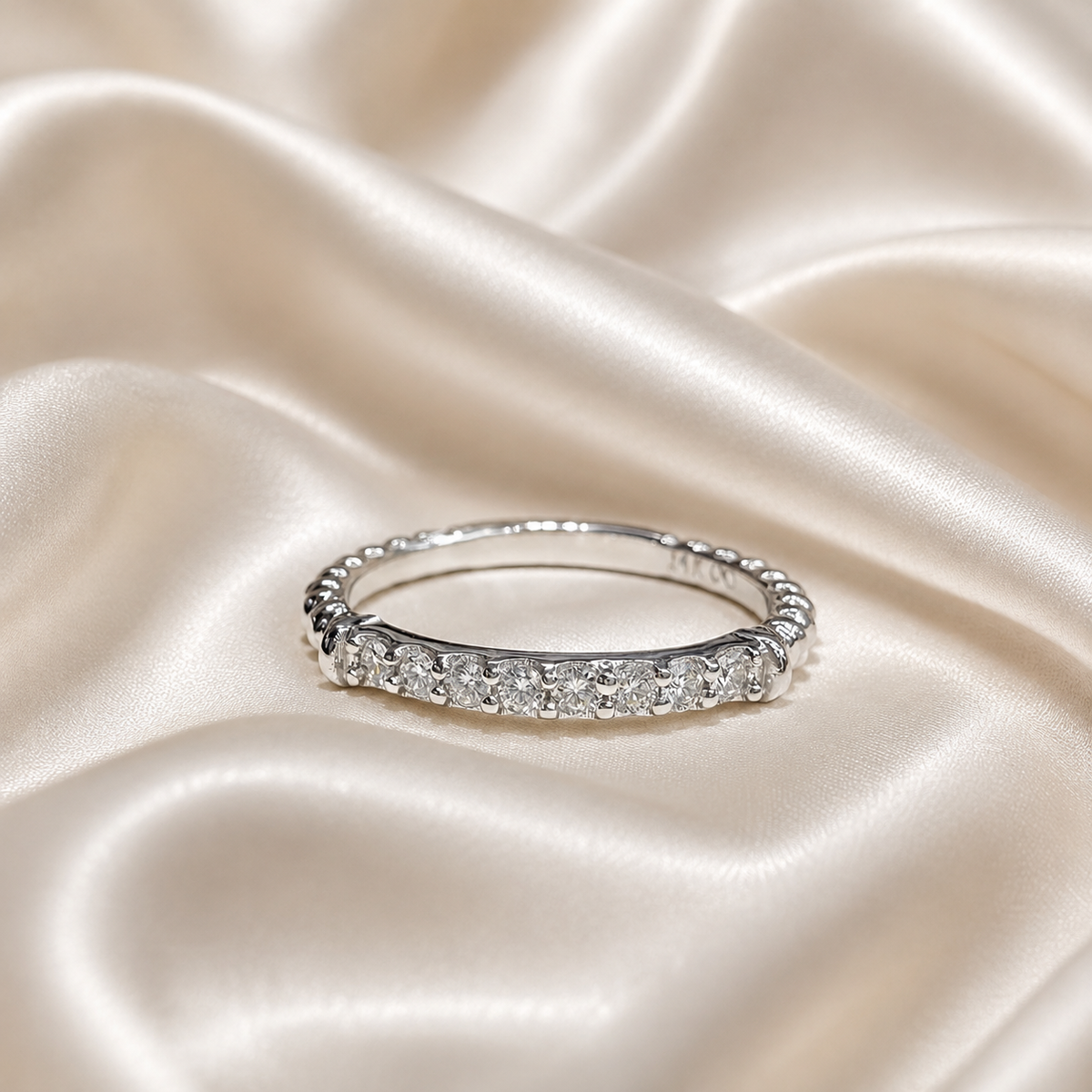 Diamond Stacking Band For Women 14k Solid Gold, Thin Layering Wedding Band, Matching wedding Band #8827