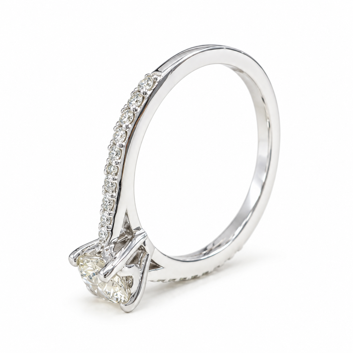 Solitaire Diamond Engagement Ring 14k White Gold, Thin Band Engagement Ring, Simple Promise Ring For Her, Solitaire Engagement Ring,  #6459