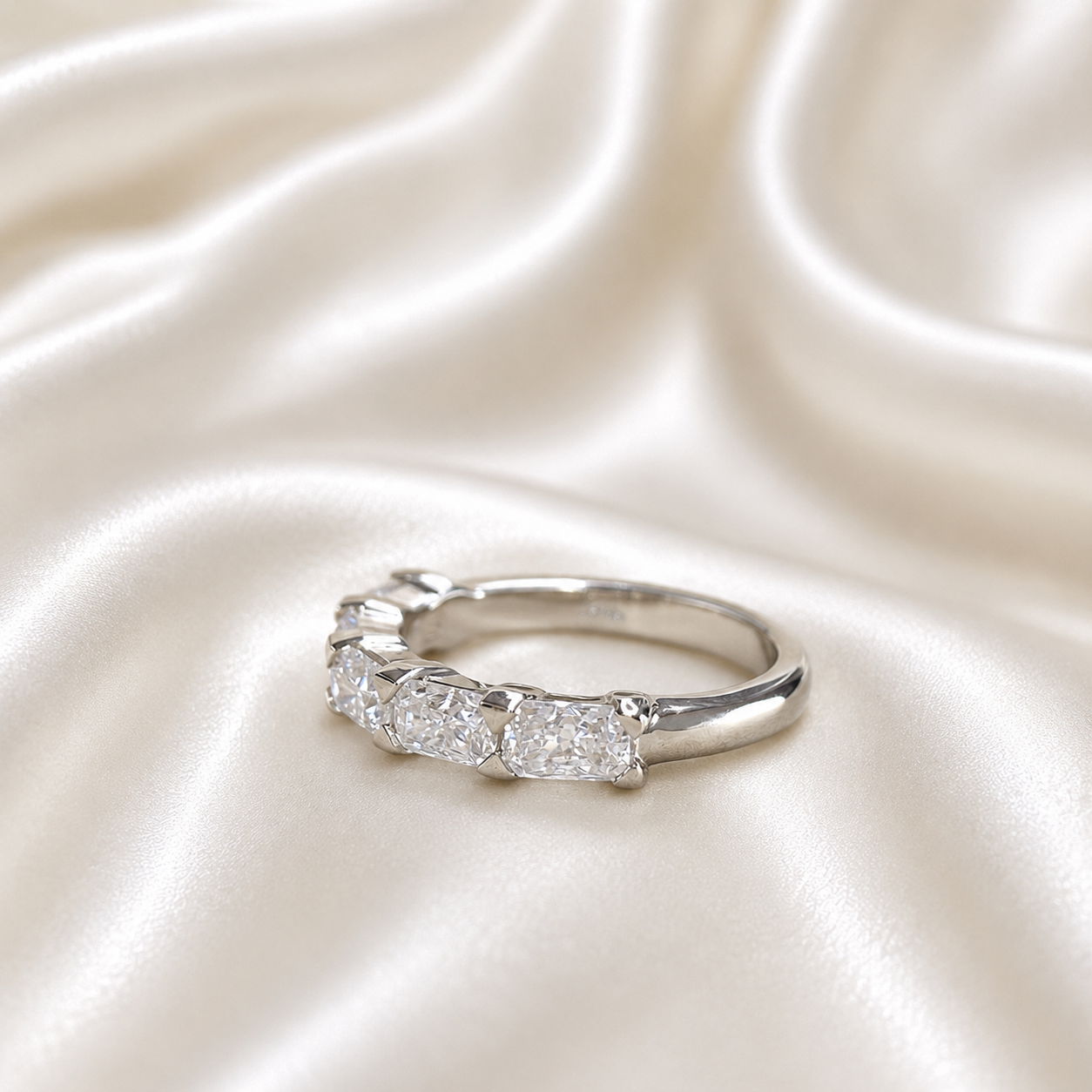 Lab grown diamond stacking wedding band, half eternity diamond matching wedding band solid gold, lab created diamond anniversary band