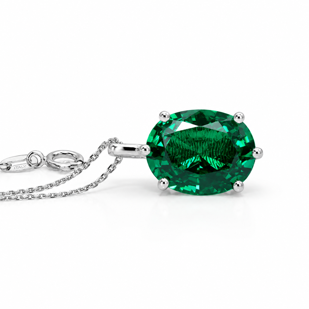 Personalized Engraved Necklace Birthstone Mothers Necklace Personalized 14K White Gold Gemstone Personalized Delicate Emerald Necklace #7331