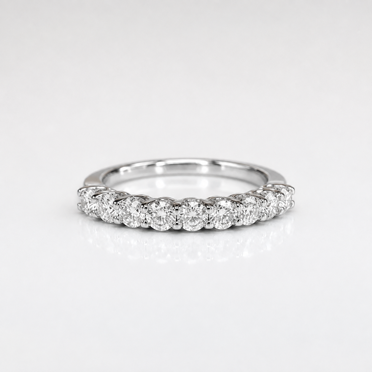 Moissanite Wedding Band White Gold Thin Moissanite Stacking Wedding Band For Women Half Eternity Moissanite Band Dainty Moissanit Ring #7368