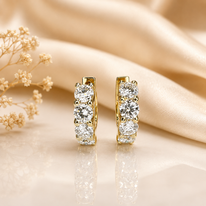 2.00 CTW Lab Grown Diamond Hoop Earrings , Diamond Hoop Earrings , 14k Gold Huggie Small Hoops Unisex Minimalist Everyday Earrings , #8350