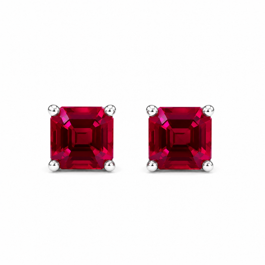 May Birthstone Earrings , Ladies Earrings , Asscher Emerald Studs , 14k Gold Earrings, Mothers Day , Birthday Gift , #8841