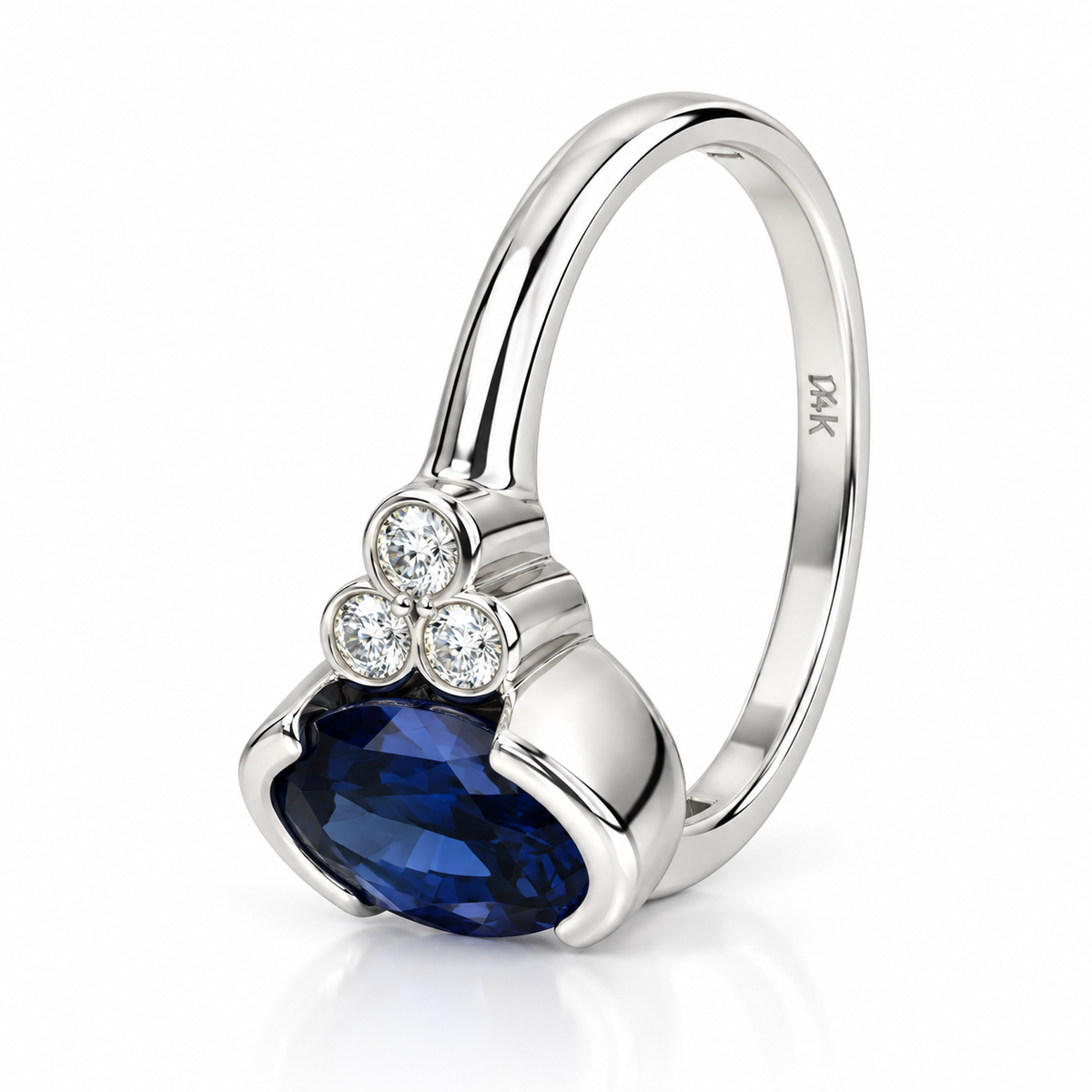 Bezel set blue sapphire engagement ring 14k solid gold Unique oval blue sapphire wedding promise anniversary ring September birthstone