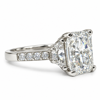 Moissanite Engagement Rings For Women Radiant Cut Wedding Ring 14K Solid White Gold,  #7179 Bridal Ring Solitaire Moissanite Engagement Ring