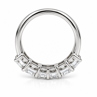 Moissanite Engagement Band / Asscher Cut Wedding Band / Six Stone Ladies Ring / Matching Band / 14k White Gold / #6208