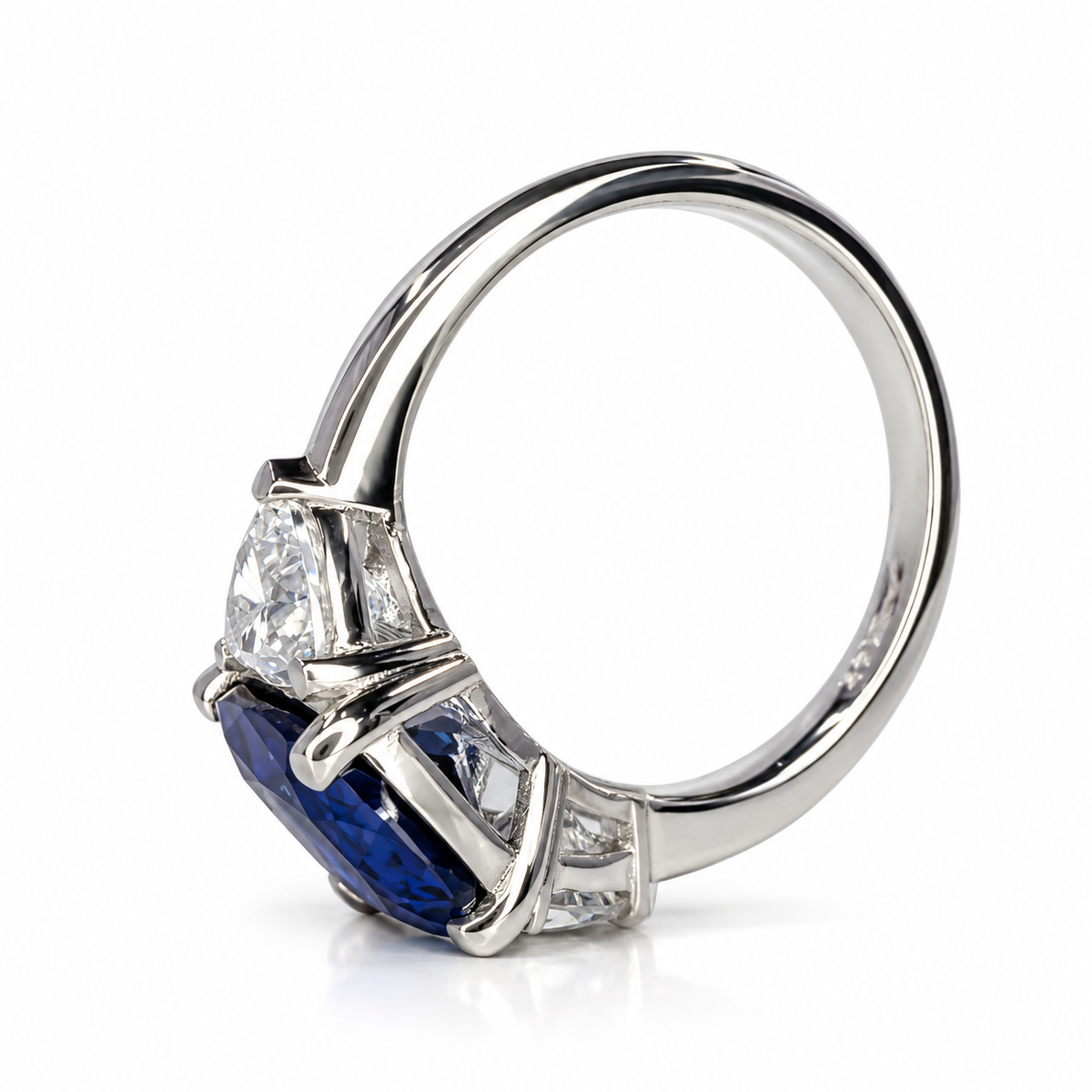 5.00 cushion Blue Sapphire Engagement Ring White Gold Elongated Cushion Blue Sapphire Engagement Ring Unique Anniversary Promise Ring #7345