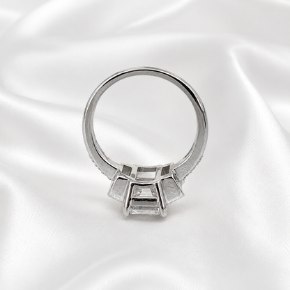 3 ctw Emerald Cut Moissanite Engagement Ring, 14k White Gold #6153