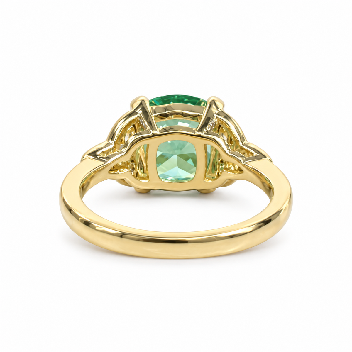 Green Paraiba Engagement Ring 14K White Gold Green Cushion Cut Celtic Engagement Ring Moissanite Celtic Gold Wedding Promise Ring #7301