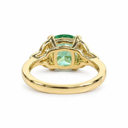 Green Paraiba Engagement Ring 14K White Gold Green Cushion Cut Celtic Engagement Ring Moissanite Celtic Gold Wedding Promise Ring #7301