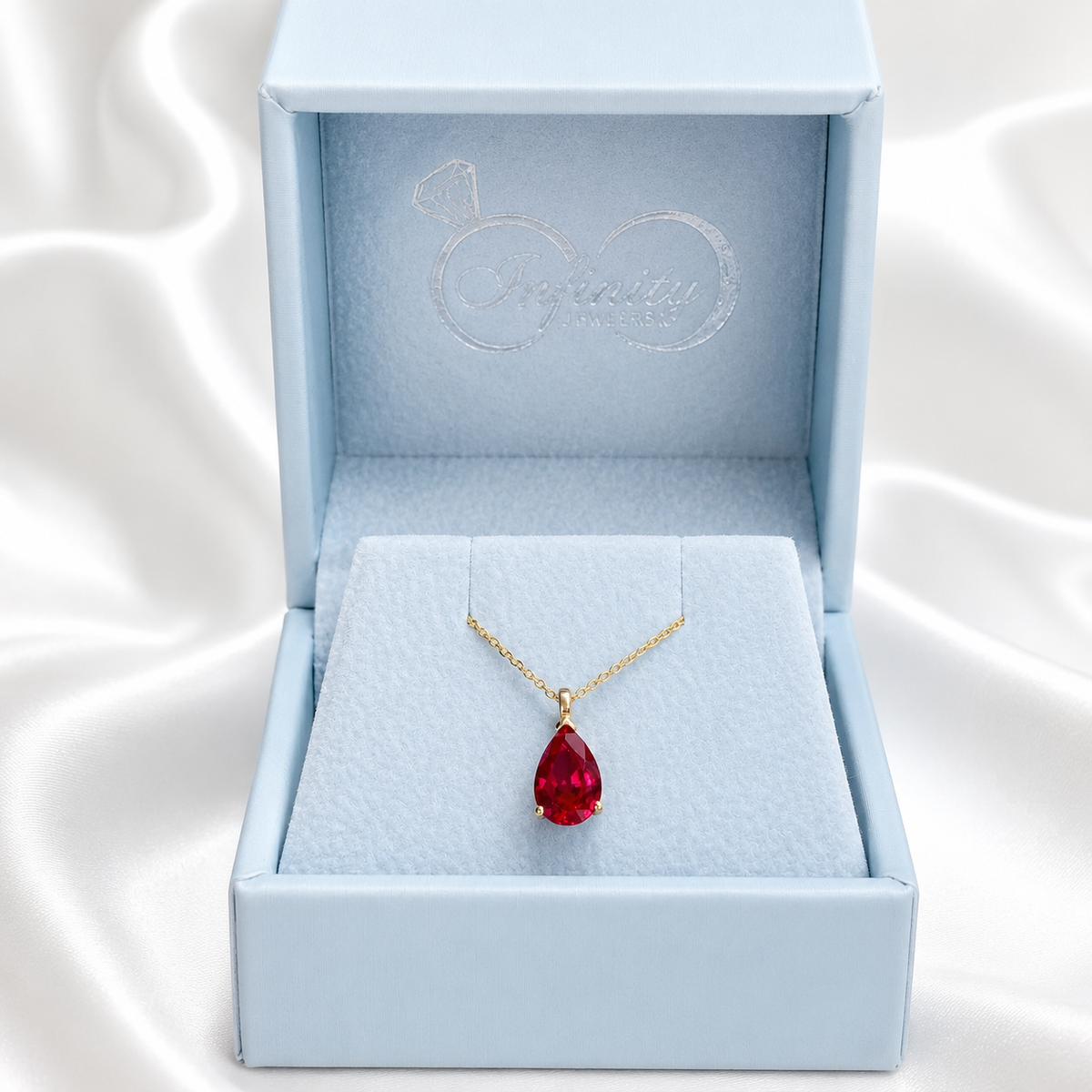 14K Gold Teardrop Ruby Necklace, Pear Shape Ruby Pendant, Teardrop Ruby Pendant Necklace with Chain, July Birthstone Jewelry, #8821