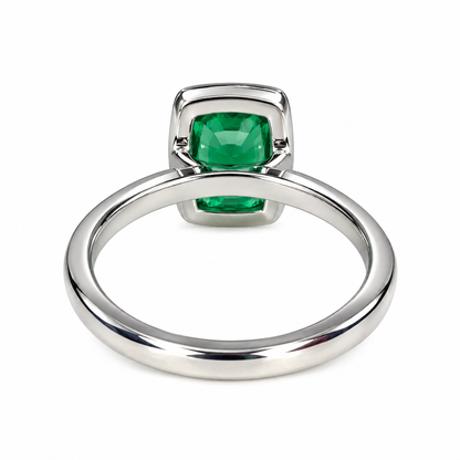 Emerald elongated cushion cut engagement ring, bezel set emerald ring, 2.50ctw, 14k yellow gold #5956