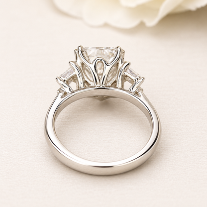 Emerald Cut Engagement Ring, Emerald Cut 3 Stone Moissanite  Ring, Emerald Cut Moissanite Engagement Ring,  Certified Moissanite Ring, #6185