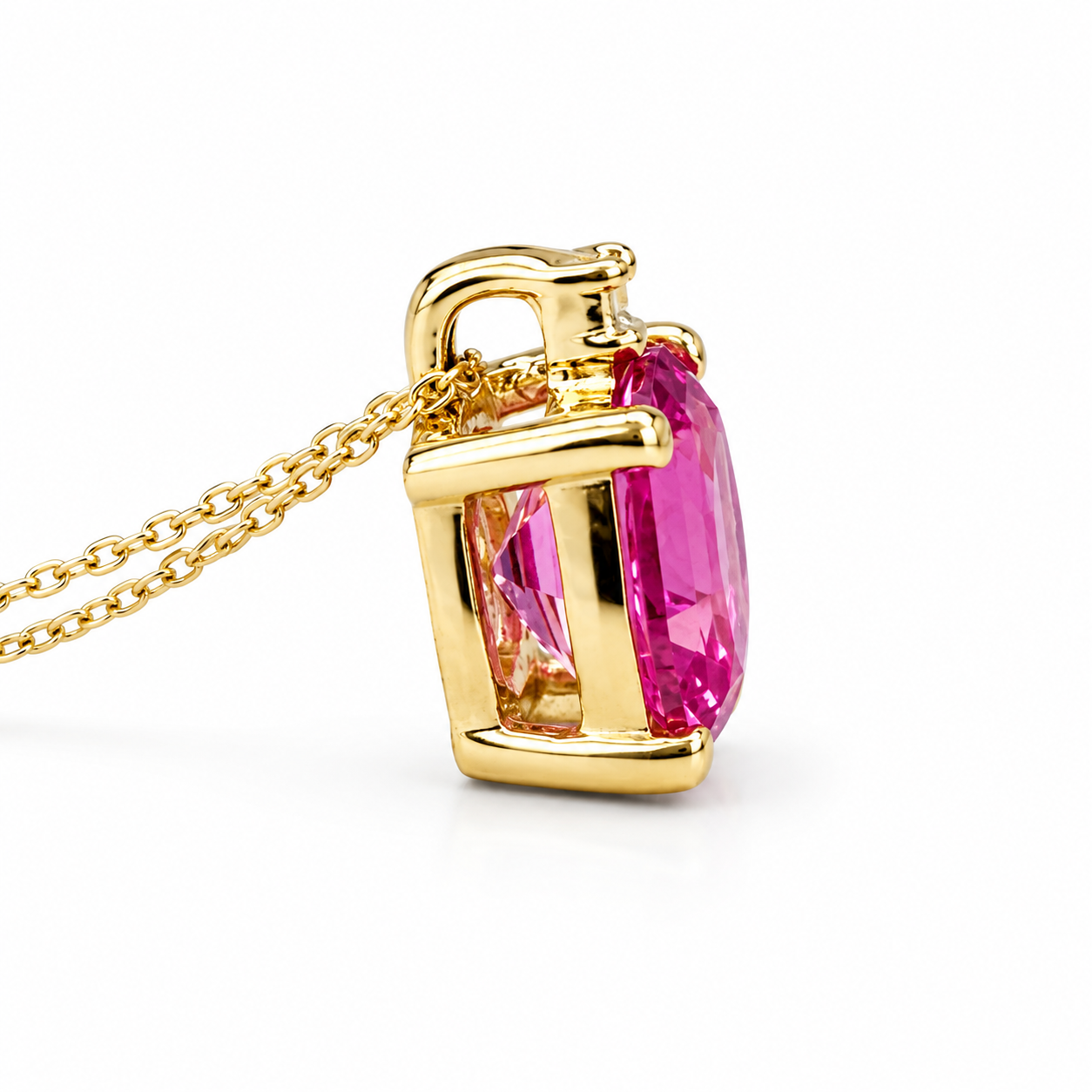 Pink Sapphire Pendant Necklace For Ladies,  Unique Octagon Pink Sapphire Pendant Necklace, Dainty Pendant Necklace Anniversary Gift    #6673
