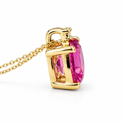 Pink Sapphire Pendant Necklace For Ladies,  Unique Octagon Pink Sapphire Pendant Necklace, Dainty Pendant Necklace Anniversary Gift    #6673