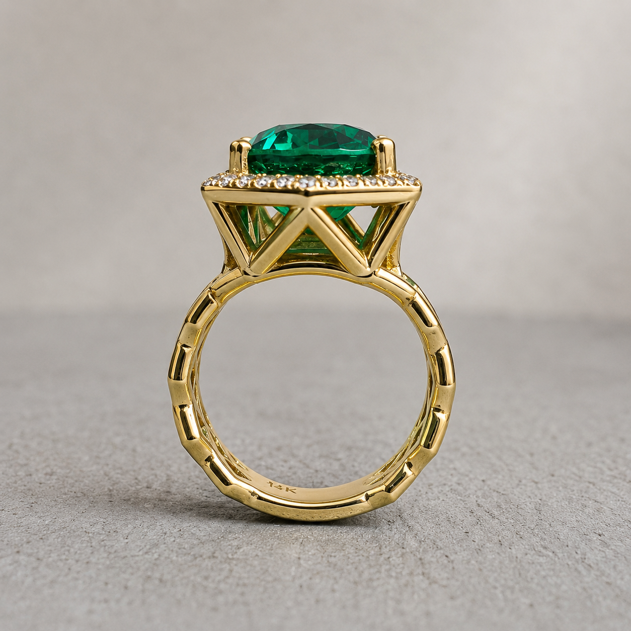 Oval shaped emerald and diamond statement ring, Unique handmade vintage emerald ring, May birthstone wedding ring, Art Deco emerald,   #5175