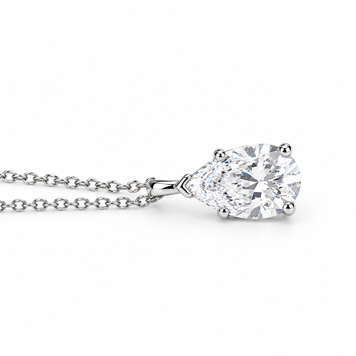 Moissanite Pear Shape Pendant 14k Gold Ladies Necklace, Solitaire Teardrop Shape Pendant Simulated Diamond, Layering Necklace For Her  #7070