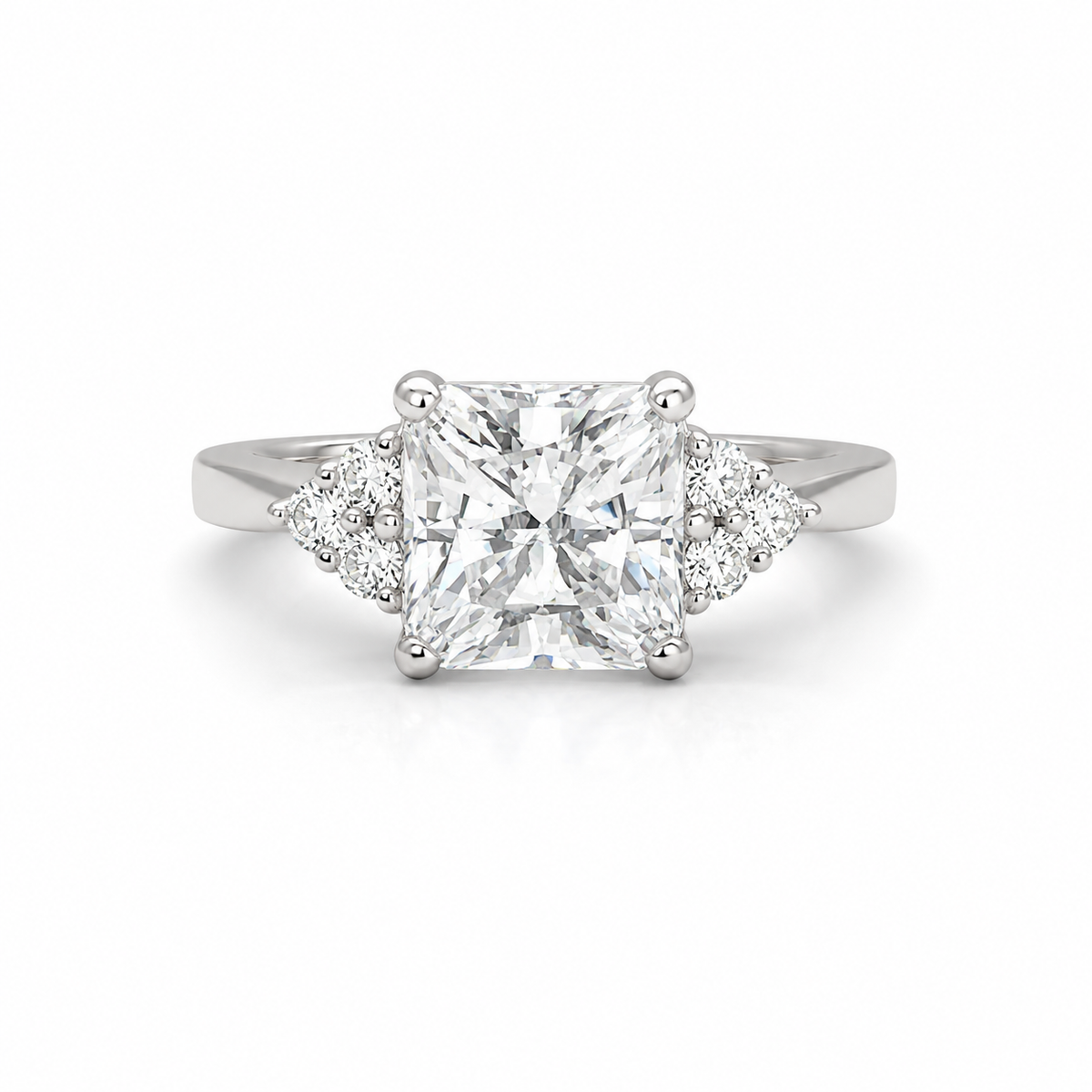 Radiant Cut  Moissanite engagement ring set vintage unique white gold curved band engagement ring women wedding Bridal Promise ring  #7091