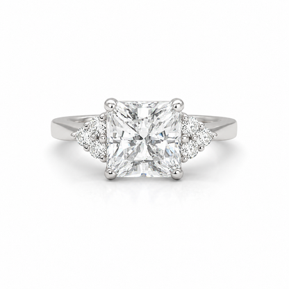 Radiant Cut  Moissanite engagement ring set vintage unique white gold curved band engagement ring women wedding Bridal Promise ring  #7091