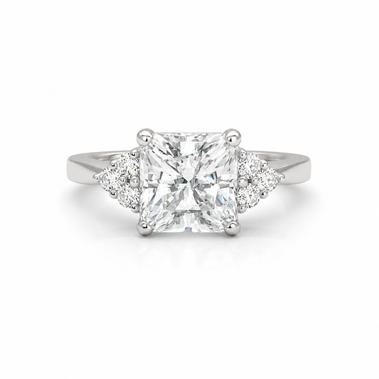 Radiant Cut  Moissanite engagement ring set vintage unique white gold curved band engagement ring women wedding Bridal Promise ring  #7091