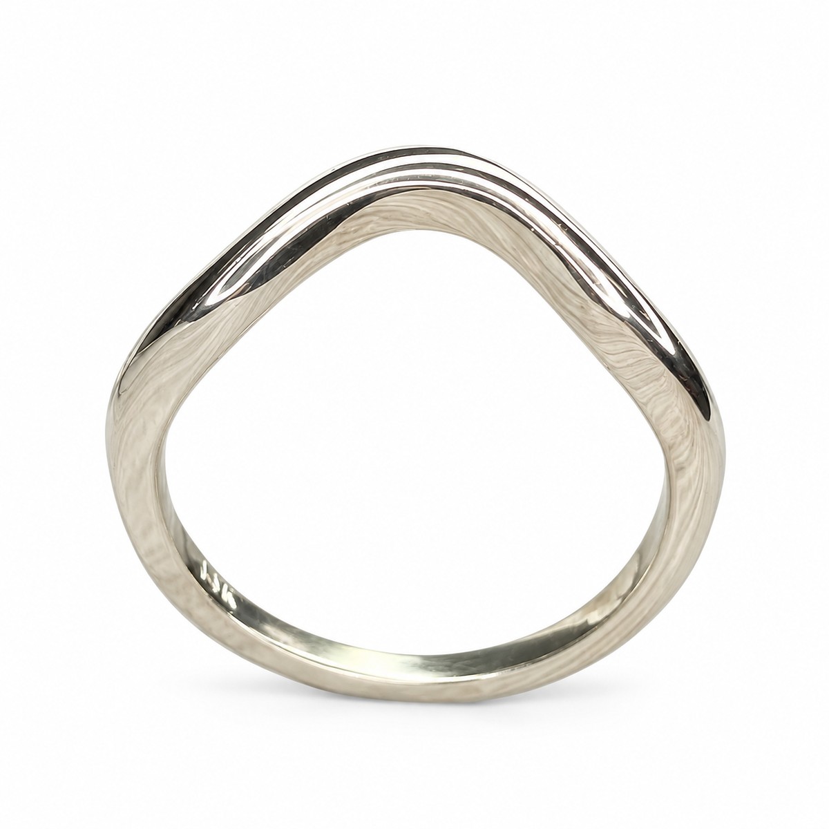 Engagement Matching Wedding Band For Her, 14k White Gold Curved Wedding Band, Universal Curved Wedding Ring For Ladies Engagement Ring #6266