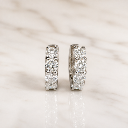 2.00 CTW Lab Grown Diamond Hoop Earrings , Diamond Hoop Earrings , 14k Gold Huggie Small Hoops Unisex Minimalist Everyday Earrings , #8350