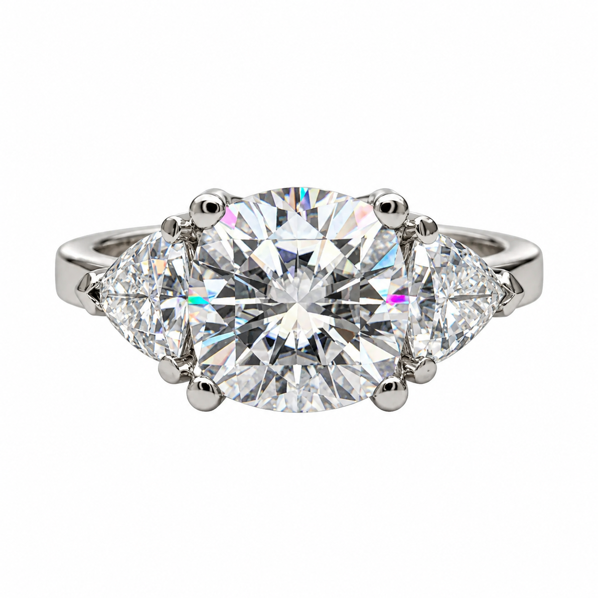 Moissanite Engagement ring White Gold Three Stone Cushion Cut Moissanite Engagement Ring For Women Unique Wedding Promise Anniversary #5237