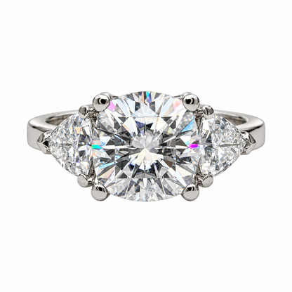 Moissanite Engagement ring White Gold Three Stone Cushion Cut Moissanite Engagement Ring For Women Unique Wedding Promise Anniversary #5237