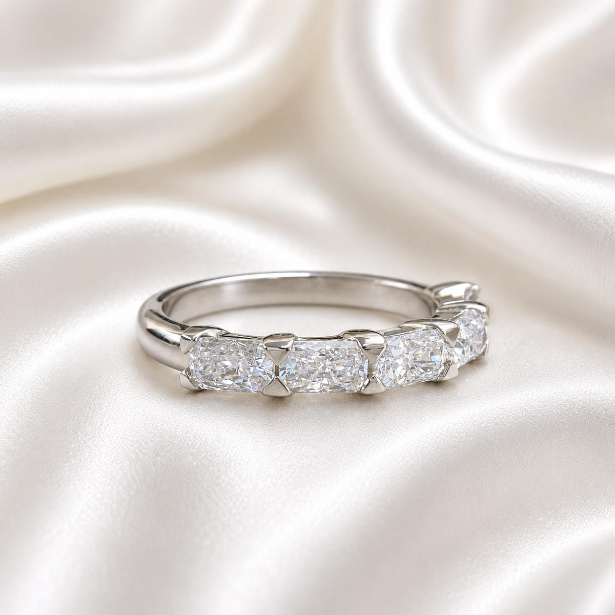 Lab grown diamond stacking wedding band, half eternity diamond matching wedding band solid gold, lab created diamond anniversary band