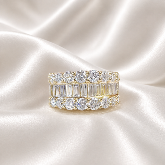 Lab Diamond Wedding Band Baguette With Round Cut Lab Diamond Anniversary Band #8804