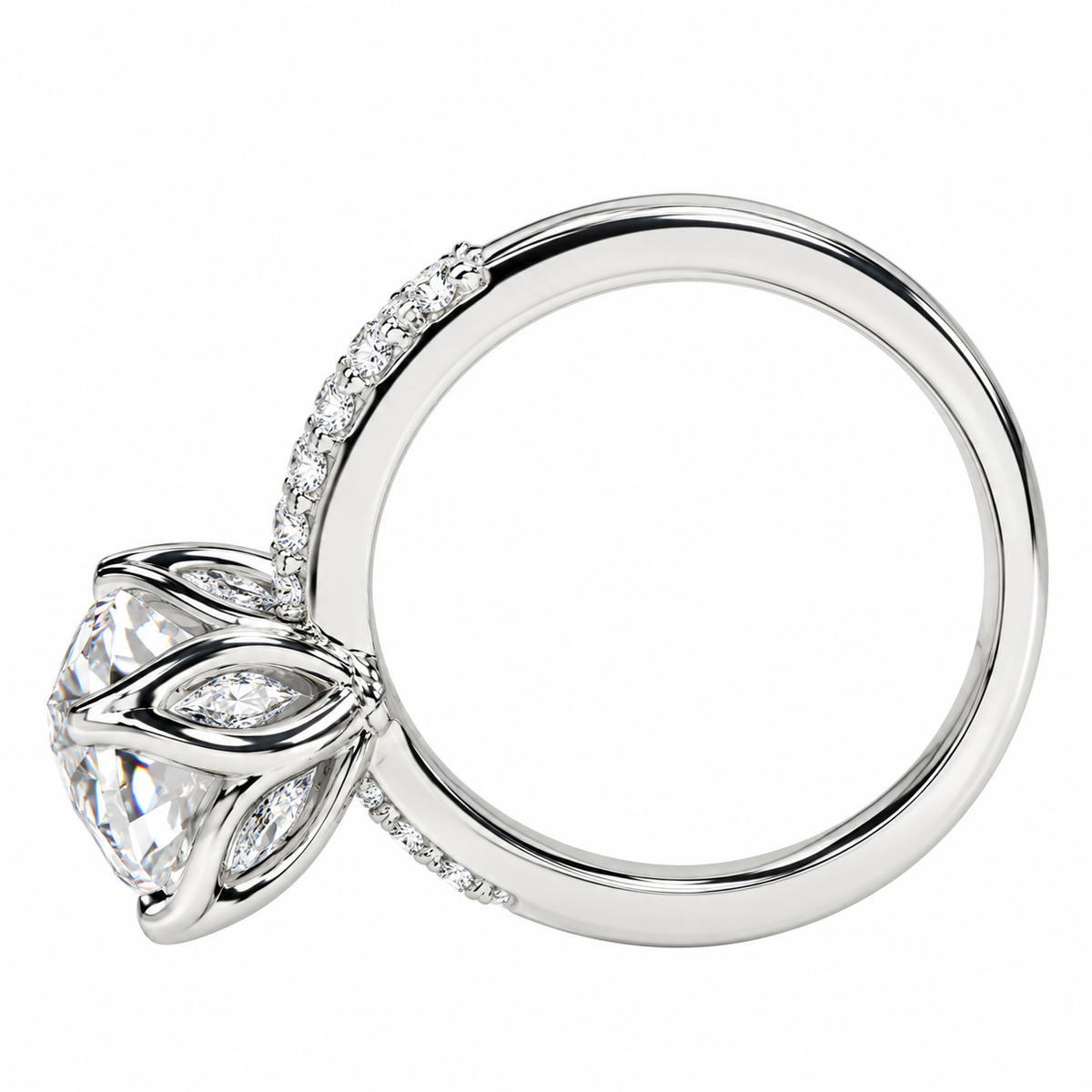 Moissanite Pear Shape Engagement Ring With Round Accents,  Moissanite Solitaire Ring, Anniversary Gift, Solid 14K Yellow Gold, #5148 #6881