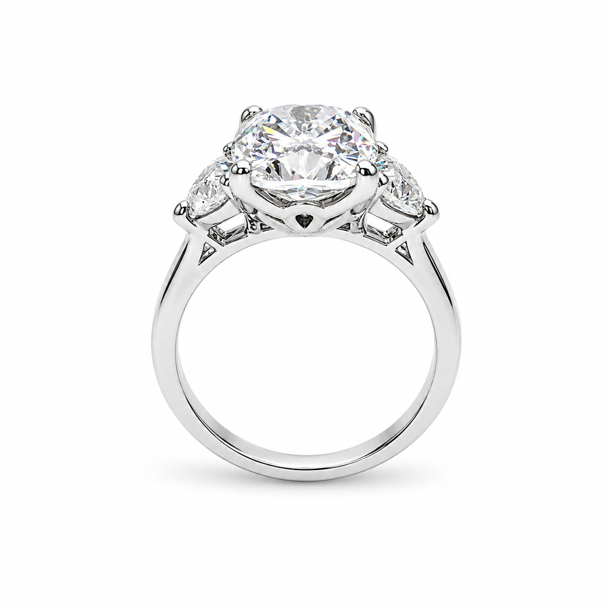 Cushion Cut Solitaire Moissanite Engagement Ring, Three Stone Certified Moissanite Wedding Ring, Cushion Cut Anniversary Ring For Her  #6564
