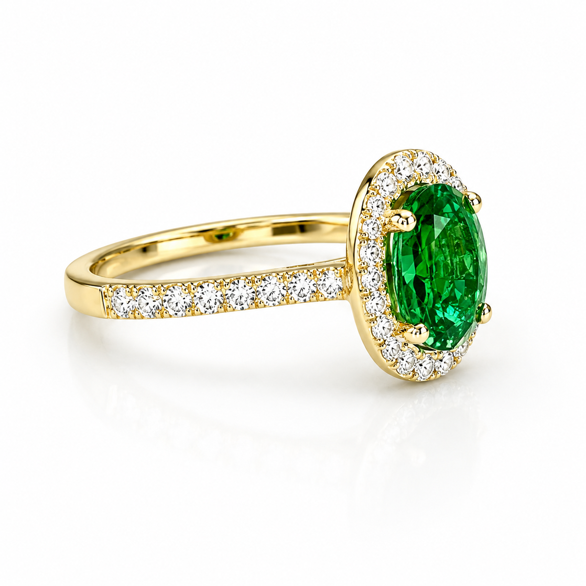 Oval green emerald engagement ring 14k solid gold, Moissanite oval halo engagement ring, Unique wedding anniversary promise ring women #8020