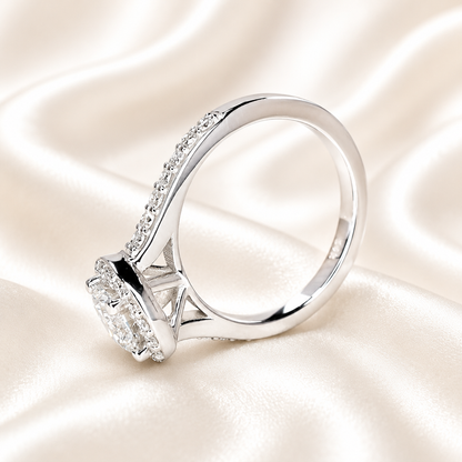 Lab grown diamond engagement ring 14k solid gold, round cut lab created cvd diamond ring, Certified lab grown diamond wedding rings