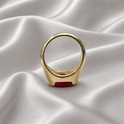 Elongated Oval Ruby East West White Gold Bezel Set ,  Ruby Statement Ring For Women , Unique Ruby Engagement Promise Anniversary Ring  #7433