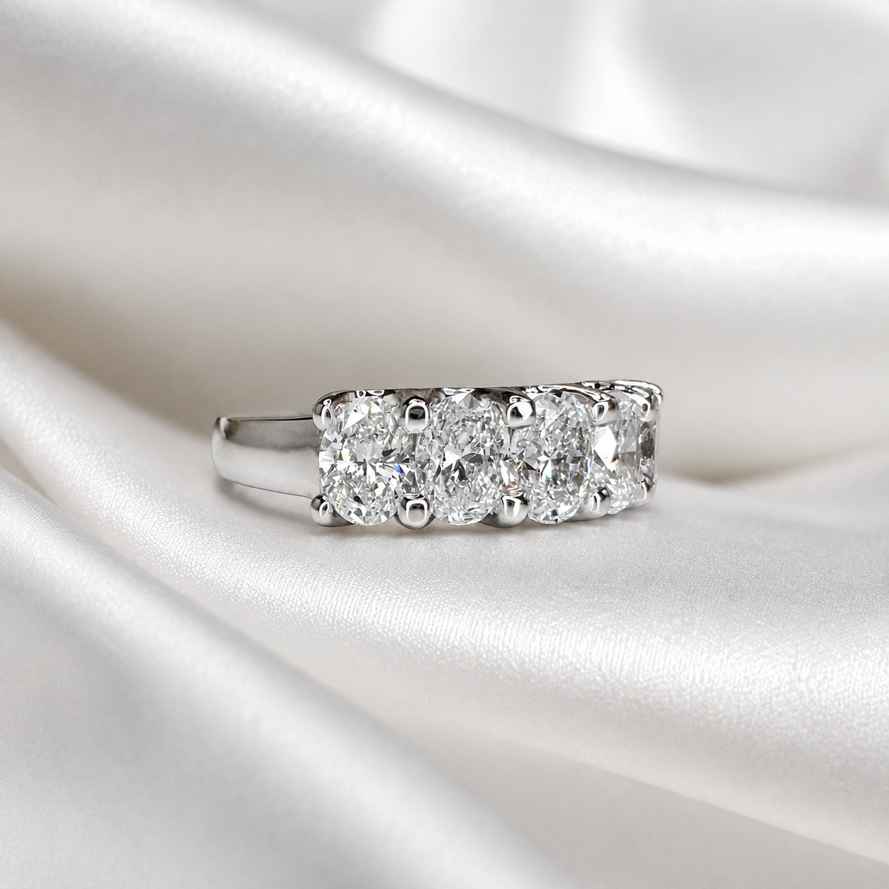 Lab grown diamond wedding band, oval cut lab created diamond ring, echo friendly half eternity diamond band cvd diamond ring ladies
