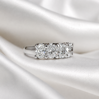 Lab grown diamond wedding band, oval cut lab created diamond ring, echo friendly half eternity diamond band cvd diamond ring ladies