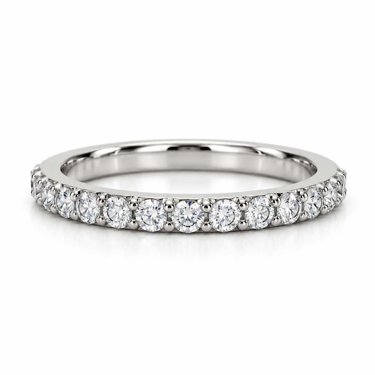 Moissanite Wedding Band,  Round Diamond Brilliant Cut Stone Band,  Anniversary Band  Set In 14K Gold#6584
