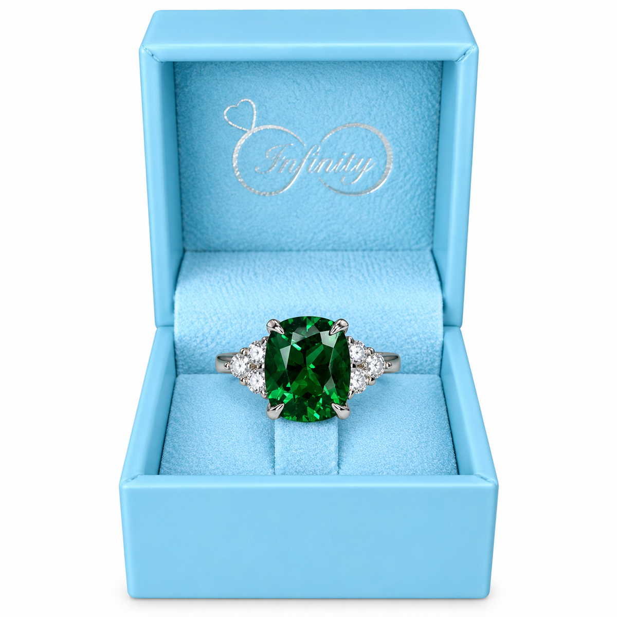 Emerald Engagement Ring, May Birthstone Ring, Elongated Cushion Cut Emerald Ring, Emerald Wedding Ring, Emerald Anniversary Ring,  #6650