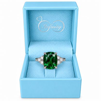 Emerald Engagement Ring, May Birthstone Ring, Elongated Cushion Cut Emerald Ring, Emerald Wedding Ring, Emerald Anniversary Ring,  #6650