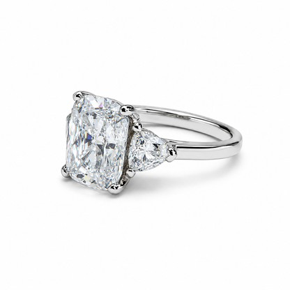 Cushion Cut Solitaire Moissanite Engagement Ring, Three Stone Certified Moissanite Wedding Ring, Cushion Cut Anniversary Ring For Her  #6564