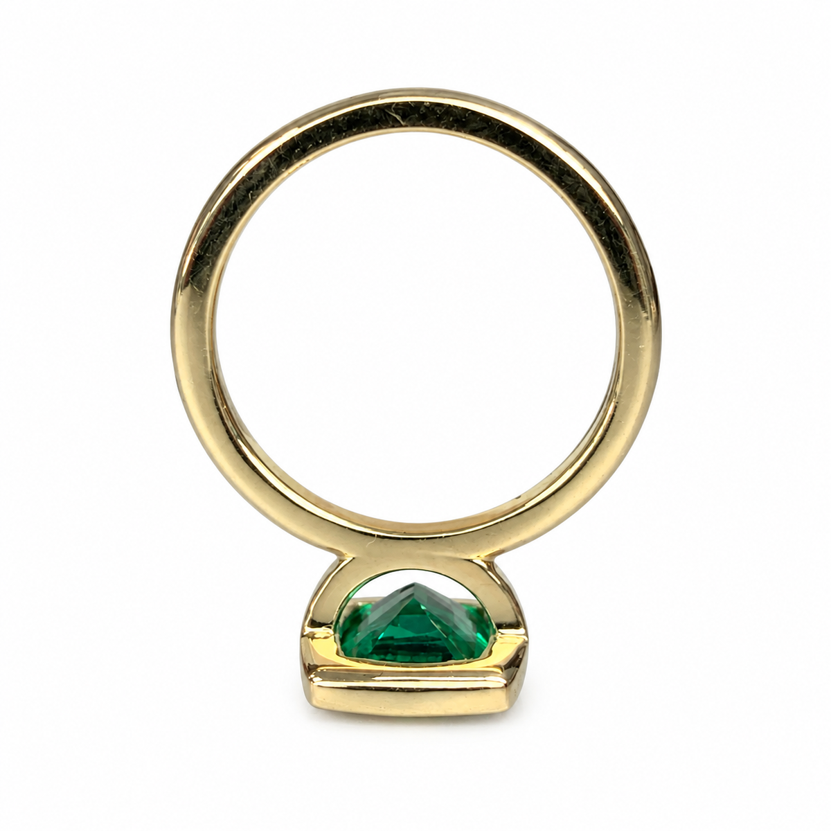 Emerald elongated cushion cut engagement ring, bezel set emerald ring, 2.50ctw, 14k yellow gold #5956